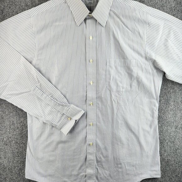 Brooks Brothers Non-Iron Blue 16 36 Cotton Point Slim Striped Shirt Button Up - Picture 3 of 16